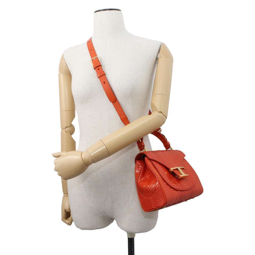Tod's T Timeless Python 2way Shoulder Bag Orange - image 4